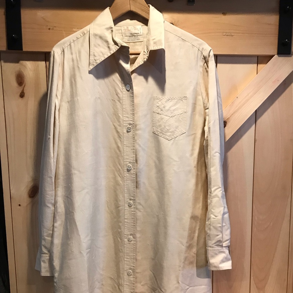 Vintage Silk Collared Button-up Dress, Cream
